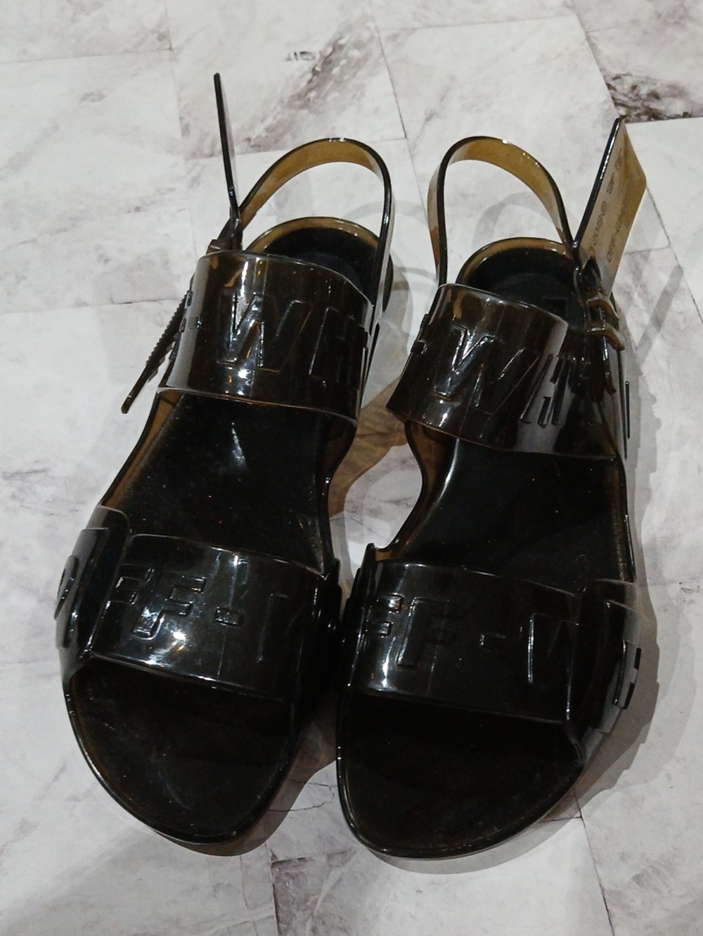Off white jelly Virgil sandals